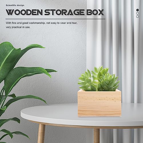 Yardwe 4Pcs Wooden Box, Unfinished Small Square Wooden Box, Rustic Wooden Box, Organizer Container for DIY Crafts, Collectibles, Succulents, Desktop Yardwe