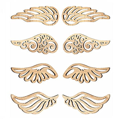 LiQunSweet 100 Pcs Angel Wing Unfinished Wooden Cutout Charm Blank Wood Slices Ornament for Birthday DIY Painting Tags Wedding Home Decoration