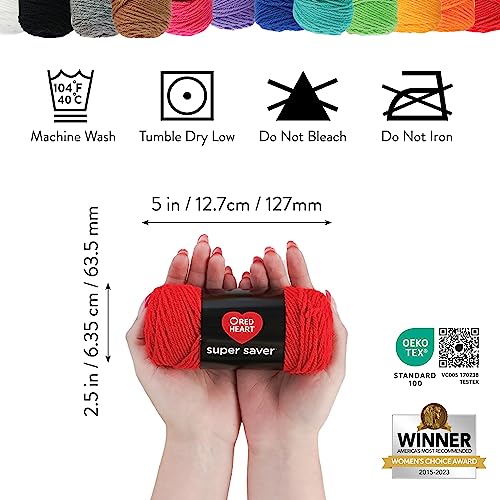 Red Heart Super Saver Soft Acrylic Yarn Beginners Stitchers Kit, with 12 Pack of 50g/1.7 oz. 4 Medium Worsted Yarn and Accessories for Knitting & - WoodArtSupply