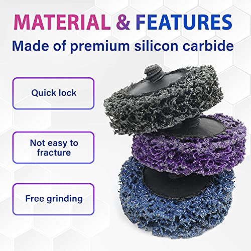 12 Pack 2 Inch Quick Change Stripping Disc Easy Strip and Clean Discs with 1 Disc Pad Holder, Non Woven Silicon Coarse Grinding Discs Set, Paint and Urhelper