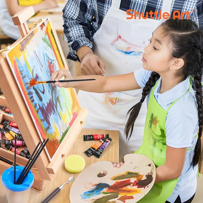 65 Pack Acrylic Paint Set, Shuttle Art Acrylic Painting Set with Wooden Easel, 30 Colors Acrylic Paint, Painting Canvas, Paint Brushes, Palettes, Art