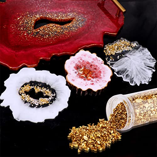 FineInno Crushed Glass for Resin Art, Irregular Metallic Broken Glitter for Crafts, Chunky Metallic Chips Stone for Epoxy Resin Molds Fillers, Nail FineInno