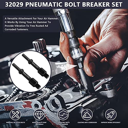 32029 Pneumatic Bolt Breaker Set, Pneumatic Bolt Breaker Set 37315 & 37316, helps remove seized and frozen bolts and nuts. Designed to be used with a