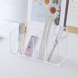 Acrylic Pen Holder 4 Compartments Clear Pencil Holder Organizer Makeup Brush Holder HSYMQ
