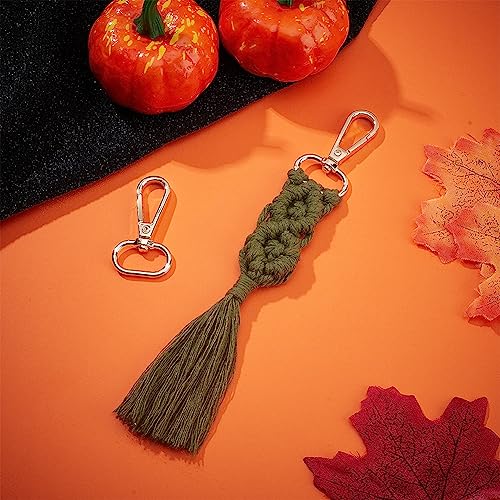 WEBEEDY 8 Sets Macrame Keychain Kit DIY Macrame Autumn Colors Keychain for Boho Bag Charm Macrame Kit for Adults Beginners - WoodArtSupply