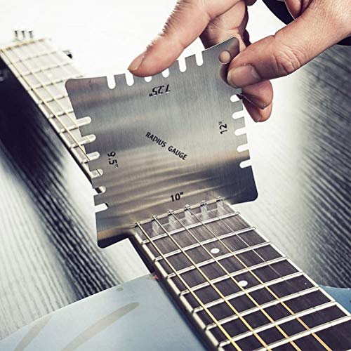 TIMESETL 17 Pcs Guitar Luthier Tools Including 4 Guitar Notched Radius Gauges, 9 Understring Radius Gauge Luthier Tools, 32 Blades Feeler Gauge, TIMESETL