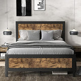 Industrial Grey Metal Queen Bed Frame with Rivet Headboard - SHA CERLIN SHA CERLIN