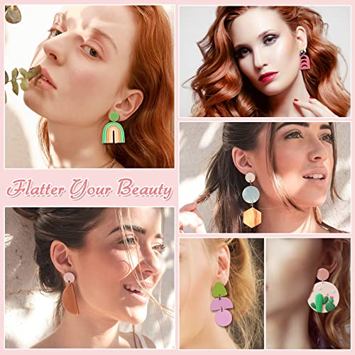 Polymer Clay Earring Making Kit- 30 Clay Earring Cutters, 24 Color Polymer Clay, 8 Circle Cutters, Rollers, B7000 Glue, 640 PCS Earring Making Tools Lucomb