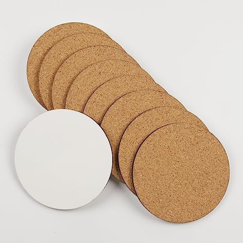 12 Pcs Sublimation Coasters Blanks Bulk MDF Blanks Hardboard Cork Back Coasters Blank MDF Cork Coasters 3.86x3.86 Inch (12)