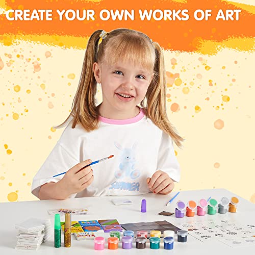 JOYIN 24 Magnetic Mini Tiles Art Kit, Creativity DIY Paint, Arts and Crafts for Kids, DIY Supplies for Party Favors, Family Activity, Birthday JOYIN