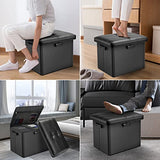 DocSafe Storage Ottoman with Lock,Fireproof Folding Ottoman Foot Rest Stool Storage Chest with Storage Safe for Important Documents,Waterproof 17 DocSafe