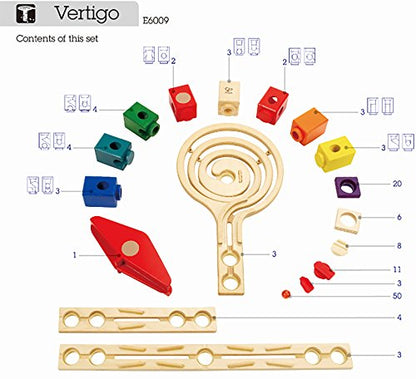 Hape Quadrilla Wooden Marble Run Construction - Vertigo - Quality Time Playing Together Safe and Smart Play for Smart Families,Multicolor - WoodArtSupply