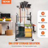 VEVOR Garden Tool Organizer, 16 Slots with Hooks, Yard Tool Tower Rack with Wheels for Garage Organization and Storage, Hold Long-Handled VEVOR