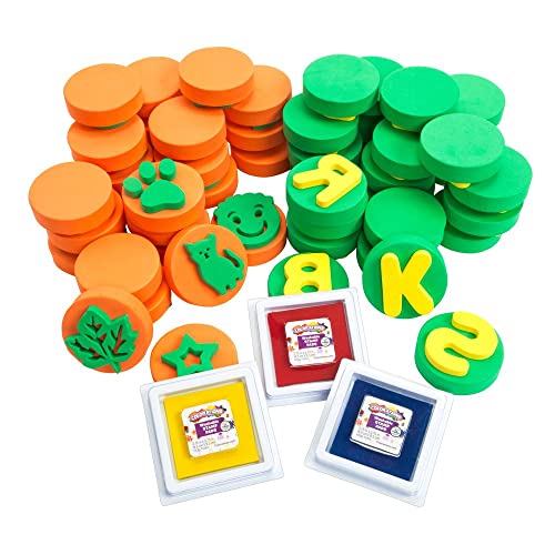 Colorations Stamping Kit, Letters, Numbers Shapes and Stamp Pads Colorations