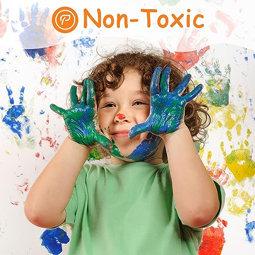 ABEIER Washable Finger Paint for Toddlers, Safe Non-Toxic, 12 Vibrant Colors (1.21fl oz), Baby Safe Paint for Hand and Feet, Mess Free Art Supplies ABEIER