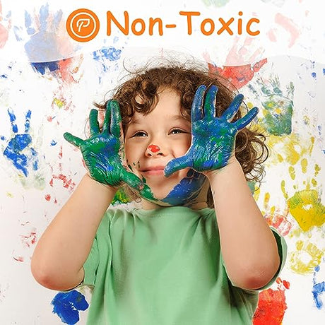 ABEIER Washable Finger Paint for Toddlers, Safe Non-Toxic, 12 Vibrant Colors (1.21fl oz), Baby Safe Paint for Hand and Feet, Mess Free Art Supplies ABEIER