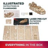 UGEARS Rescue Hovercraft - Boat Model Kits for Adults - 3D Wooden Puzzle Ship - Wood Model Boat Kits to Build - Premium Model Boats Kits with UGEARS