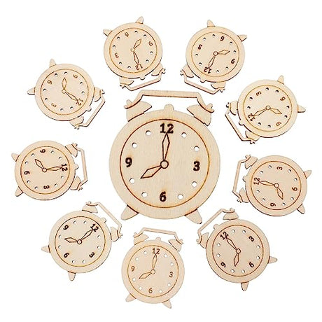 Hohopeti 5 Packs Unfinished Wooden Clock Cutouts Wooden Embellishments Wood Clock Cutouts unpainted Clock Cutouts Wood Coasters Educational Toys Hohopeti
