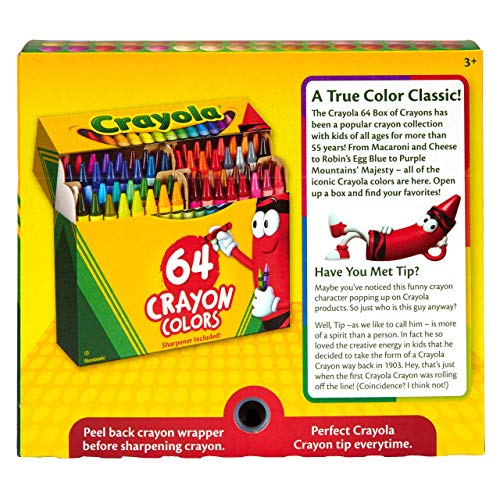 Crayola Crayons, Crayon Box with Sharpener, 64 ct - WoodArtSupply