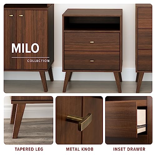 Prepac Milo Mid-Century 6 Drawer Dresser For Bedroom, 16" D x 52.50" W x 33" H, Cherry - WoodArtSupply