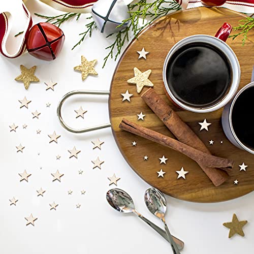 LUTER 500 x Handmade Wooden Star Embellishments Unfinished Cutout Blank Wooden Star Slices Embellishments for Christmas, Wedding, Party, DIY LUTER