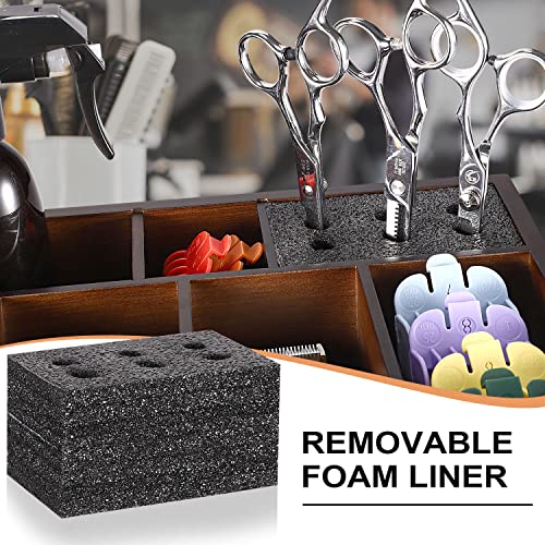 Noverlife Wooden Barber Clipper Tray, Anti-slip Hairdresser Clipper Organizer, Wood Barber Table Collector, Professional Hair Trimmer Holder, Noverlife