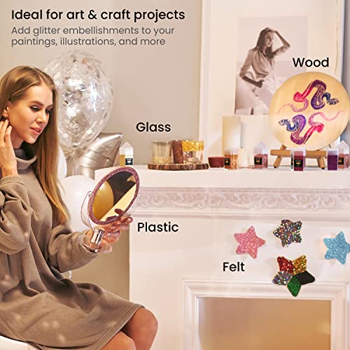 Arteza Fine Glitter, Set of 6, Metallic Glitter for Resin in 1.5-oz Bottles, Arts and Crafts Supplies for Art Class, After-School Programs, and ARTEZA