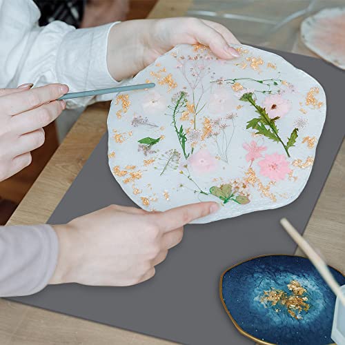 Silicone Sheets for Crafts, IKOCO 15.7"x 11.8" Silicone Craft Mat for Playdough A3 Large Nonstick Art Mat for Epoxy Resin Jewelry Casting, Black&Grey IKOCO