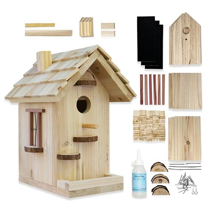 SparkJump Premium Wooden Bird House Kit | Build it Yourself Birdhouse | Birdhouse Kits for Adults to Build | DIY Bird House Kit and Woodworking Adult
