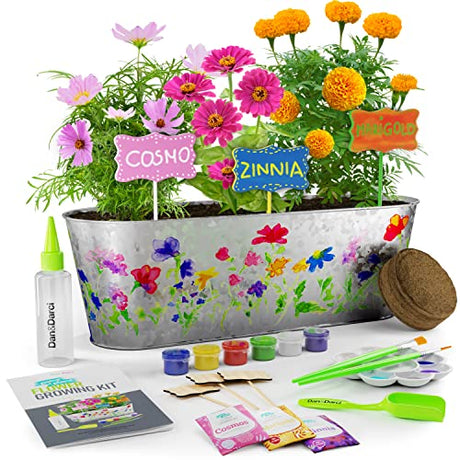 Paint & Plant Flower Growing Kit for Kids - Best Birthday Crafts Gifts for Girls & Boys Age 5 6 7 8-12 Year Old Girl Gift Ideas - Fun Children Dan&Darci
