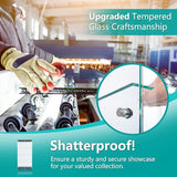 Dolonm Glass Display Cabinet 4 Shelves with 2 Doors, 5mm Tempered Glass Curio Cabinet, Floor Standing Curio Bookshelf, Glass Display Case for Living Dolonm