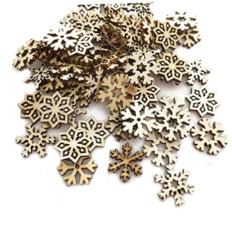 NOLITOY 100 Pcs Home Decorations Decor Gift Tags for Presents Christmas Unfinished Wood Slices Christmas Wooden Cutout Snowflake Ornaments Wooden NOLITOY