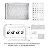 TOOLF 3-Tier Rolling Cart, Metal Utility Storage Cart with DIY Pegboards, Art Craft Trolley with Baskets Hooks, Organizer Serving Cart Easy Assemble TOOLF