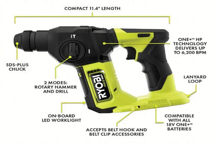 18V ONE+ HP Compact BRUSHLESS 5/8" SDS-Plus Rotary Hammer