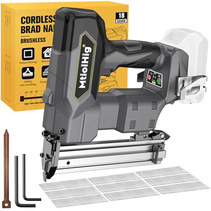 Cordless 18GA Brad Nailer for Dewalt 20V Max, 18 Gauge Nail Gun with 1000 Nials for Wood Carpentry, Brushless, 2 Mode, 5/8 to 1-1/4 Inch, Tool Only - WoodArtSupply