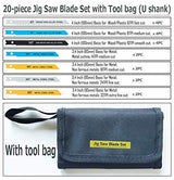 20-Piece Universal Jig Saw Blade Set for Wood,Plastic and Metal Cutting with Tool Bag Universal Design fits All Name Brand and Import jig saws Autsmal