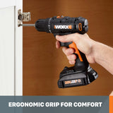 Worx 20V 3/8" Cordless Drill with 84pc Accessory Kit, Variable 2-Speed Drill Set 265 In-Lbs Torque 20+1 Clutch, Lightweight Compact Drill Driver WORX