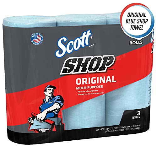 Scott 75143 Scott Shop Towels, Blue (3 Rolls, 55 Towels/Roll, 165 Towels Total) SCOTT SHOP ORIGINAL