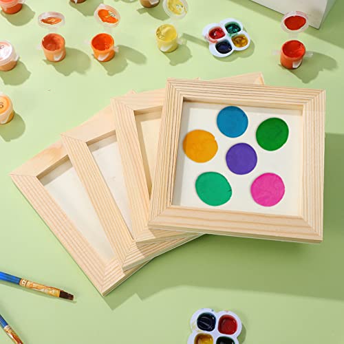 Tofficu 10 Pcs Wooden Picture Frames for Crafts, 4.72X4.72 Unfinished Wooden Frames Paintable Picture Frames, Wood Frames for Crafts Painting Tofficu