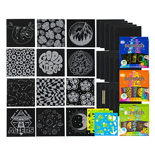 Art 101 USA Crafts 3 Pack Scratch Art Kit with 33 Pieces, Multi Art 101 USA