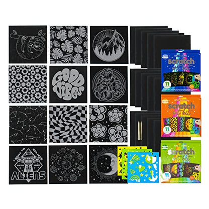 Art 101 USA Crafts 3 Pack Scratch Art Kit with 33 Pieces, Multi - WoodArtSupply