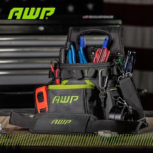 AWP TrapJaw 3-in-1 Electrician Tool Pouch with Spring-Loaded Technology, Designed for Professional Electricians and Maintenance Repair - WoodArtSupply