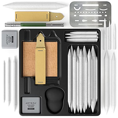 Arteza Drawing Kit for Adults, Set of 35 Sketching Tools and Detailing Accessories, Art Supplies for Professional, Student, and Hobbyist Drawing - WoodArtSupply