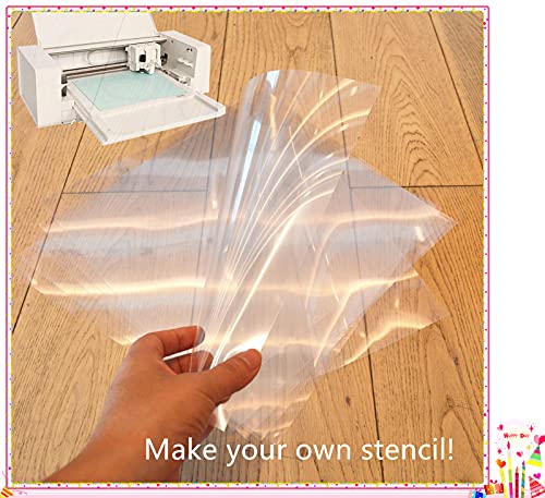 ZHluja 15-Pack 4 mil 12-Inch-by-12-Inch Blank Stencil Sheet for Cricut Vinyl, Silhouette, Transparent PET Acetate Mylar Craft Template Material ZHluja