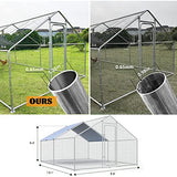 Large Metal Chicken Coop Walk-in Poultry Cage Chicken Run Pen Dog Kennel Duck House with Waterproof and Anti-Ultraviolet Cover for Outdoor Farm iclbc