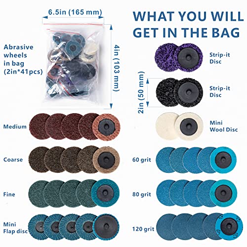 Pneumatic Mini Orbital Sander Grinder Polisher Kit, 2 inch Air Right Angle Surface Prep Tool with 41pcs Roll Lock Discs UPWOOD