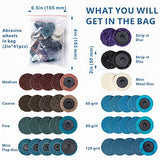 Pneumatic Mini Orbital Sander Grinder Polisher Kit, 2 inch Air Right Angle Surface Prep Tool with 41pcs Roll Lock Discs UPWOOD
