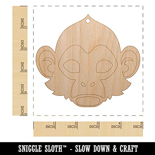 Capuchin Monkey Head Unfinished Craft Wood Holiday Christmas Tree DIY Pre-Drilled Ornament Sniggle Sloth