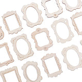 KitBeads 50pcs Random Mini Photo Picture Frame Unfinished Wood Ornaments Vintage Photo Frame Laser Cut Wood Craft Embellishments for DIY Painting KitBeads