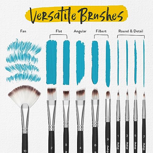 Chalkola Acrylic Paint Set for Adults, Kids & Artists - 40 Piece Acrylic Painting Supplies Kit, with 24 Acrylic Paints (22ml), 10 Painting Brushes, 5 Chalkola